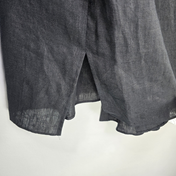 Lauren Ralph Lauren Pintuck Pleat Band Collar 3/4 Sleeve Linen Tunic Black 2X - Picture 7 of 10